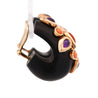 L'OREE DU BOIS Ebony Wood Coral Amethyst 18K Gold Designer Clip On Earrings