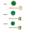 Mixed Cut Emerald Stud Earrings in Solid Gold