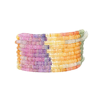 Multi Color Sapphire Bead and Diamond Bracelet in Designed 18K Yellow Gold – Assay Jewelers
