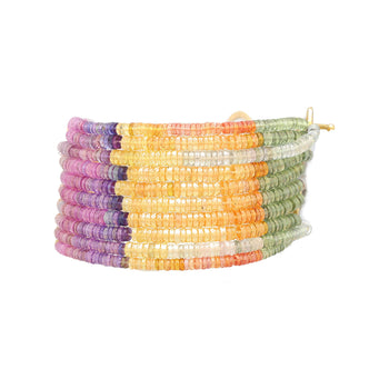 Multi Color Sapphire Bead and Diamond Bracelet in Designed 18K Yellow Gold – Assay Jewelers