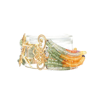Multi Color Sapphire Bead and Diamond Bracelet in Designed 18K Yellow Gold – Assay Jewelers