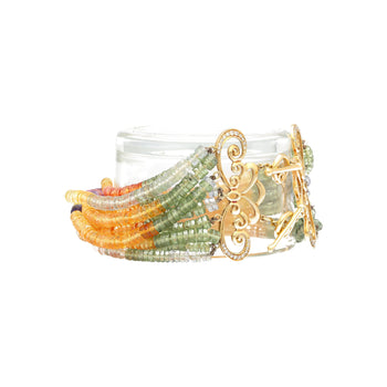Multi Color Sapphire Bead and Diamond Bracelet in Designed 18K Yellow Gold – Assay Jewelers