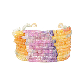 Multi Color Sapphire Bead and Diamond Bracelet in Designed 18K Yellow Gold – Assay Jewelers