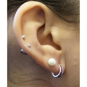 Natural 0.44 CTTW Square Cut Ruby Huggie Hoop Earrings in 14K White Gold – Assay Jewelers