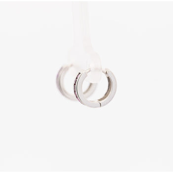 Natural 0.44 CTTW Square Cut Ruby Huggie Hoop Earrings in 14K White Gold – Assay Jewelers