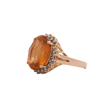 Natural 11.03 Carat Oval Spessartine Garnet Diamond Halo 14K Yellow Gold Ring – Assay Jewelers