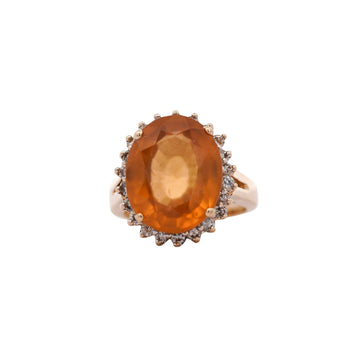 Natural 11.03 Carat Oval Spessartine Garnet Diamond Halo 14K Yellow Gold Ring – Assay Jewelers