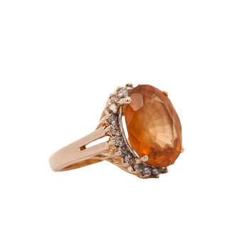 Natural 11.03 Carat Oval Spessartine Garnet Diamond Halo 14K Yellow Gold Ring – Assay Jewelers