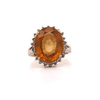 Natural 11.03 Carat Oval Spessartine Garnet Diamond Halo 14K Yellow Gold Ring – Assay Jewelers