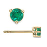 Natural 1/2 Carat Bezel Prong Emerald Stud Earrings 14K Gold