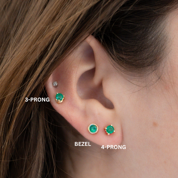 Natural 1/2 Carat Emerald Round Bezel Stud Earrings 14K Gold – Assay Jewelers