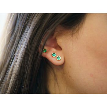 Natural 1/2 Carat Emerald Round Bezel Stud Earrings 14K Gold – Assay Jewelers