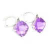 Natural 13.12 Carat Cushion Cut Amethyst & Diamond Dangling Earrings