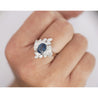 Natural 1.52 Carat Oval Blue Sapphire and Diamond Platinum Floral Ring