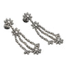 Natural 2 Carat Floral Diamond Dangle Drop Earrings in 18K White & Black Gold