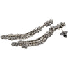 Natural 2 Carat Floral Diamond Dangle Drop Earrings in 18K White & Black Gold