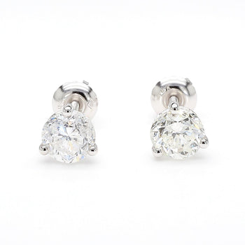 Natural 2 Carat Round Diamond 14K White Gold Screw Back Martini Stud Earring – Assay Jewelers