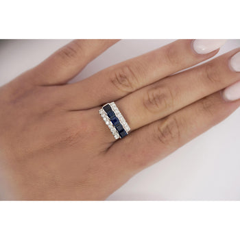 Natural 2.28 Carat Blue Sapphire & Diamond Cluster 5 Stone Platinum Ring – Assay Jewelers