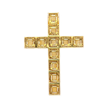 Natural 2.33 Carat Princess Cut Yellow Sapphire & Diamond Halo Cross Pendant – Assay Jewelers