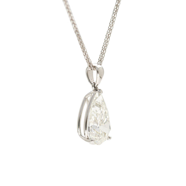 Natural 5.02 Carat Pear Cut Diamond G/SI2 Solitaire Pendant Necklace