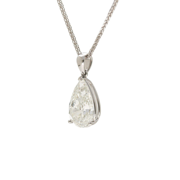 Natural 5.02 Carat Pear Cut Diamond G/SI2 Solitaire Pendant Necklace