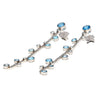 Natural 5.65 CTTW Blue Topaz & Diamond Dangle Earring in 18K White Gold