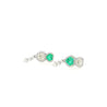 Natural Diamond and Emerald Heart Cut Mirrored Drop Earrings in 18k White Gold