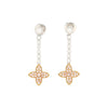 Natural Pink & White Diamond Floral Drop Earrings in 18k White and Rose Gold