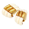 Natural White Agate Clip On Retro Earrings in 18K Yellow Gold