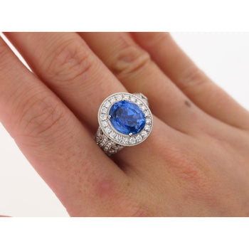 No Heat 4.79 Carat Blue Ceylon Sapphire with Diamonds in 18K Gold Ring – Assay Jewelers