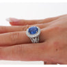 No Heat 4.79 Carat Blue Ceylon Sapphire with Diamonds in 18K Gold Ring