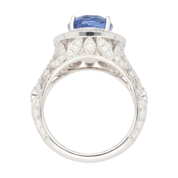 No Heat 4.79 Carat Blue Ceylon Sapphire with Diamonds in 18K Gold Ring – Assay Jewelers