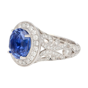 No Heat 4.79 Carat Blue Ceylon Sapphire with Diamonds in 18K Gold Ring – Assay Jewelers