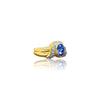 Oval Cut Tanzanite Statement Double Band Ring in 14k Yellow Gold