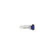 Oval cut Natural Blue Sapphire with natural baguette cut diamonds in 18k solid white gold