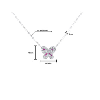 Pink Sapphire and Diamond Butterfly 14K White Gold Floating Pendant Necklace – Assay Jewelers