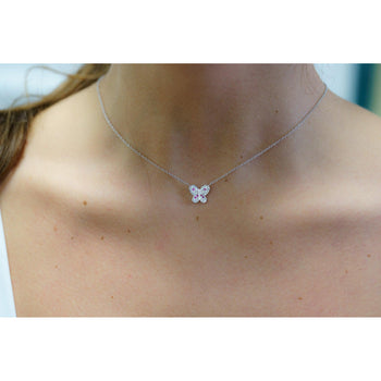Pink Sapphire and Diamond Butterfly 14K White Gold Floating Pendant Necklace – Assay Jewelers