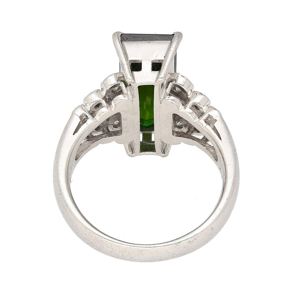 Platinum 3.19 Carat Indicolite Tourmaline & Diamond Vintage Filigree Ring Size 6