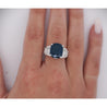 Platinum 7.52 Carat Cushion Cut Blue Sapphire and Diamond Engagement Ring