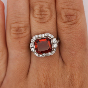 Platinum Vintage Retro 4.42 Carat Citrine Bezel & Diamond Halo Ring – Assay Jewelers