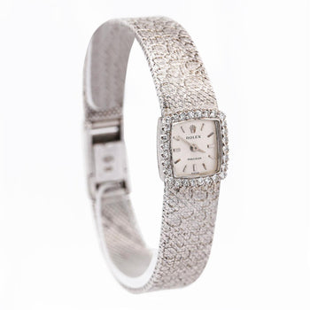Reserved - Rolex Precision 18K White Gold 18mm Diamond Bezel Watch – Assay Jewelers