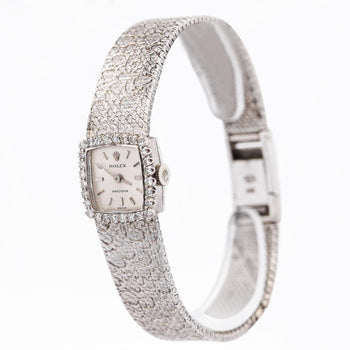 Reserved - Rolex Precision 18K White Gold 18mm Diamond Bezel Watch – Assay Jewelers
