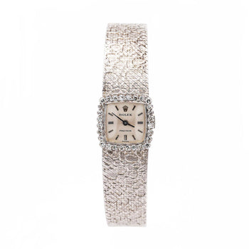 Reserved - Rolex Precision 18K White Gold 18mm Diamond Bezel Watch – Assay Jewelers