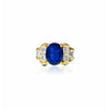 Retro-Stil Chanthaburi Blauer Saphir Ring mit Baguette-Diamant-Seitensteinen