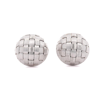 Roberto Coin Frosted Woven Round 18K White Gold Appassionata Stud Earrings – Assay Jewelers
