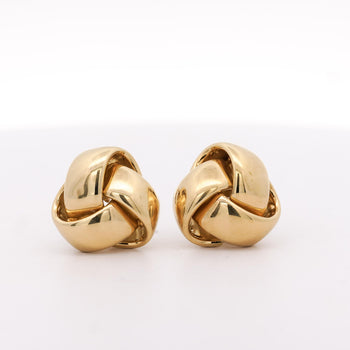 Roberto Coin Knot 18K Yellow Gold Stud Earrings Clip On Lever Backs – Assay Jewelers