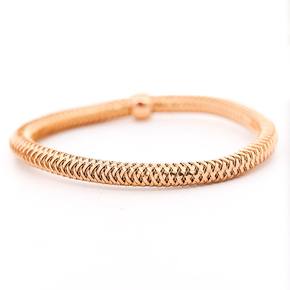 Roberto Coin in 18K Rose Gold Woven Cylinder Flexible Bangle Bracelet
