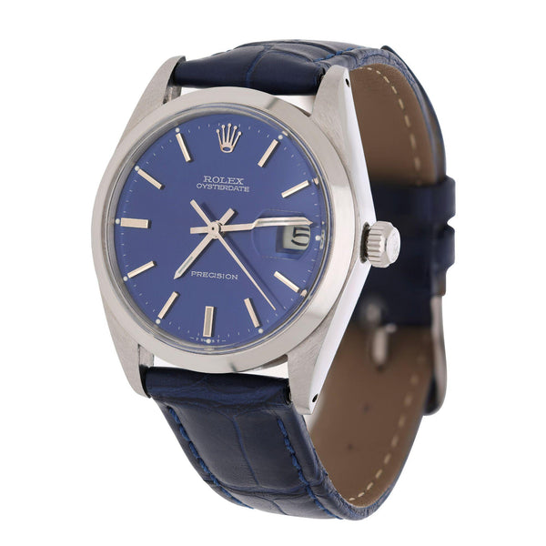 Rolex 6694 Oysterdate Precision Blue Sunburst Dial 34mm Watch