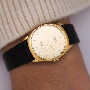 Rolex Cellini 18K Gold 4129 Manual Champagne 25mm Dial Leather Watch – Assay Jewelers