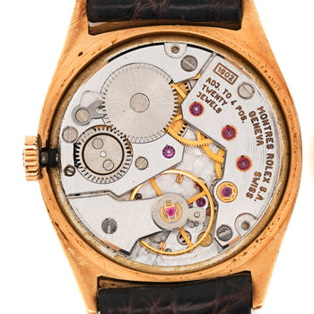 Rolex Cellini 18K Gold 4129 Manual Champagne 25mm Dial Leather Watch – Assay Jewelers